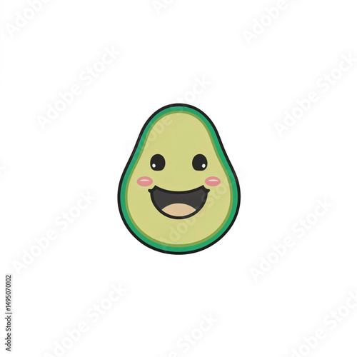 Simple vector illustration of a happy halved avocado