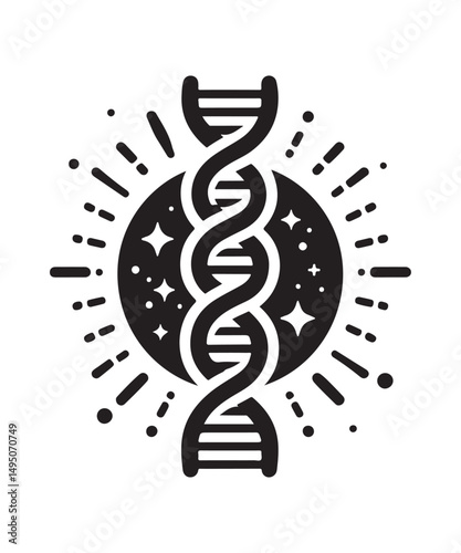 Dna Flat genetic icon vector flat black trendy style vector on white background.