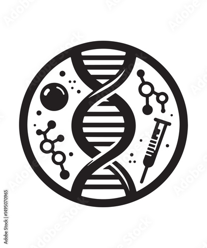 Dna Flat genetic icon vector flat black trendy style vector on white background.