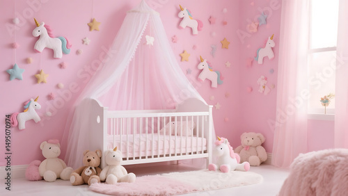 pink baby bed