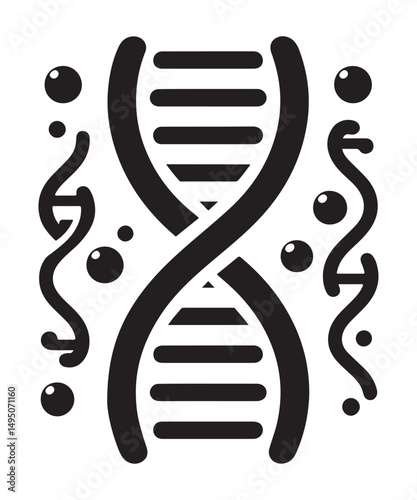 Dna Flat genetic icon vector flat black trendy style vector on white background.
