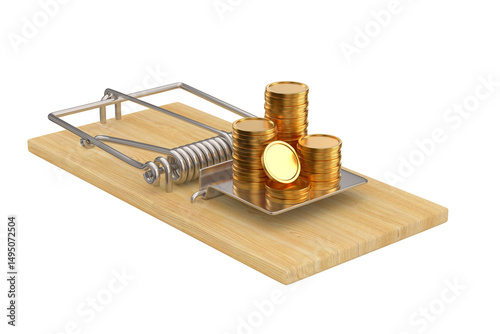 mousetrap and money on whit...