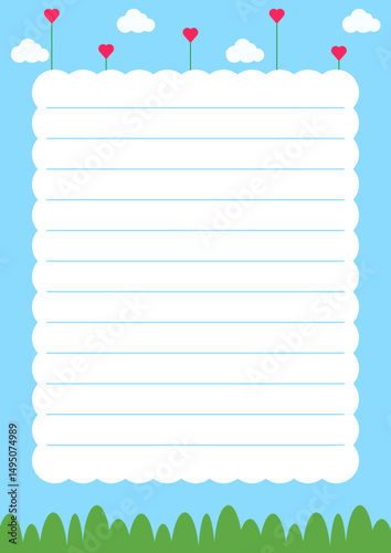 하늘과 나무 구름 일러스트 편지지