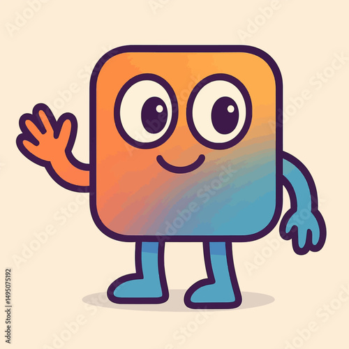 Friendly Square App Mascot Colorful Gradient Design