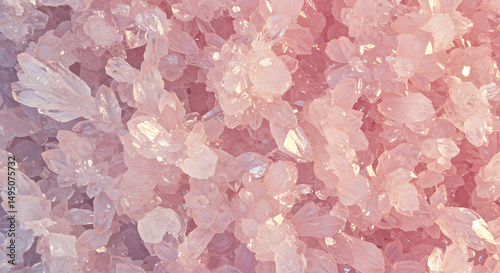 Stunning Pink Quartz Crystal Cluster Background Texture Natural Gemstone Detail Mineral Formation