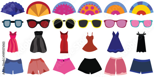Women’s Summer Clothing & Accessories – Dresses, Bags, Hats, Sunglasses, Skirts & Vacation Outfits Vector