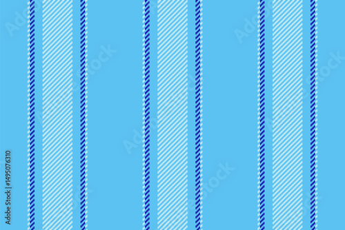 Coft lines background pattern, folk stripe fabric seamless. Foat textile texture vector vertical in cyan and light colors.