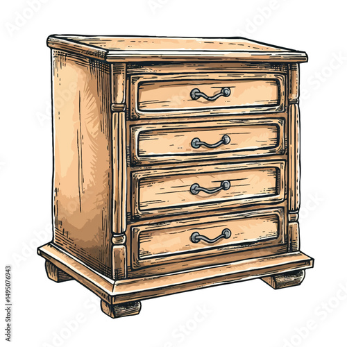 A highly detailed hand-drawn Cabinet