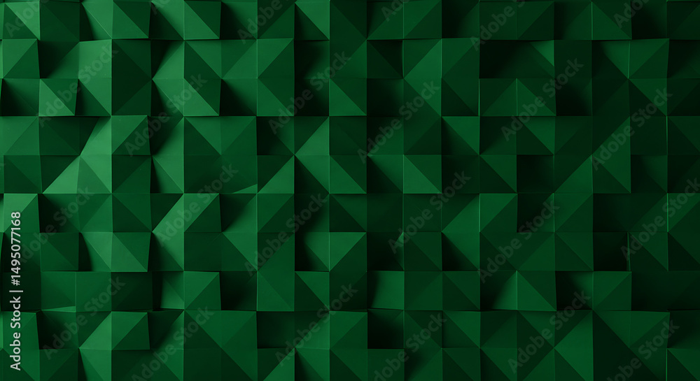 Obraz premium Abstract Green Geometric Triangular Pattern Background Texture 3D Render