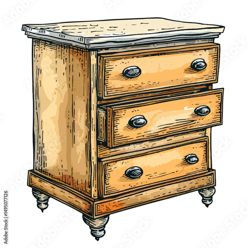A highly detailed hand-drawn Cabinet