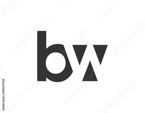BW creative geometric initial based modern and minimal logo. Letter b w trendy fonts.