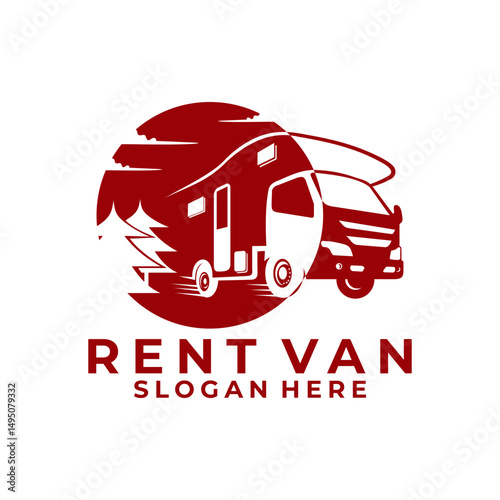 Van car logo design vector template. Circle van rental logo design icon