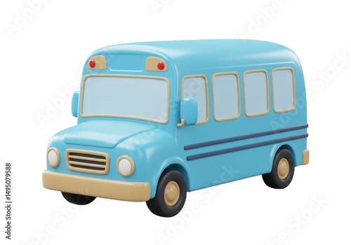 3D Illustration of Cartoon school bus isolated on white background ready for education