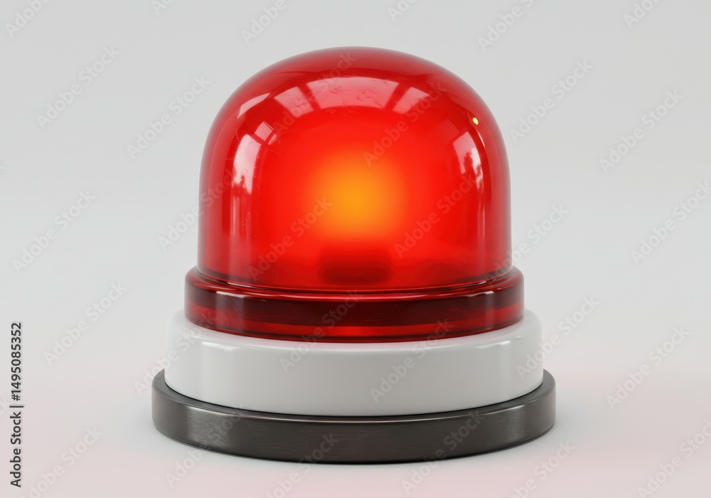 Fototapeta premium 3D Illustration of Red emergency light isolated on white background