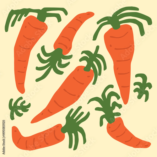CARROT Hand Draw Vector Illustration, cartoon illustration, funny pattern.