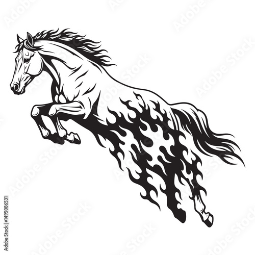 flaming horse vector illustration