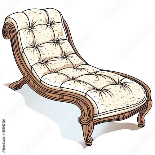 A highly detailed hand-drawn Chaise lounge