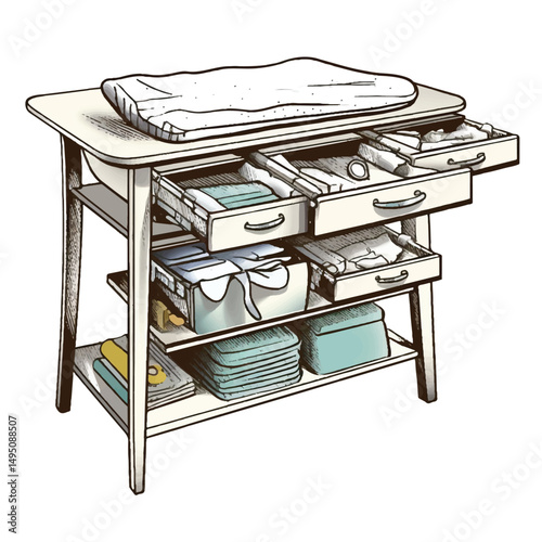  A highly detailed hand-drawn Changing table