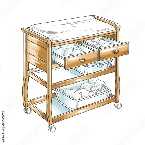  A highly detailed hand-drawn Changing table