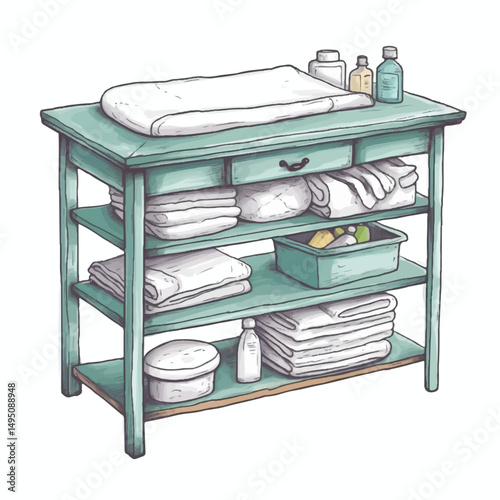  A highly detailed hand-drawn Changing table