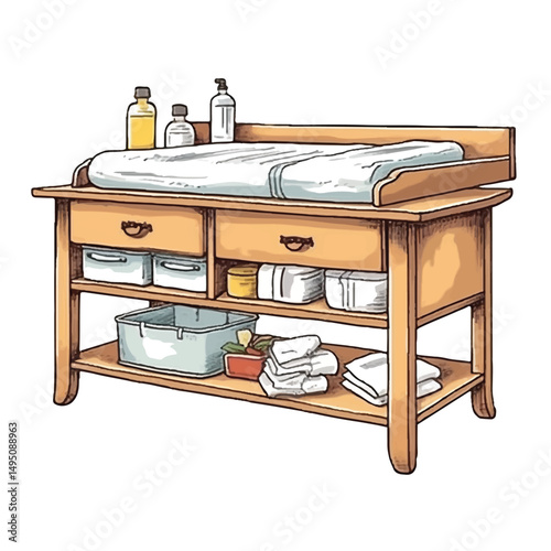  A highly detailed hand-drawn Changing table