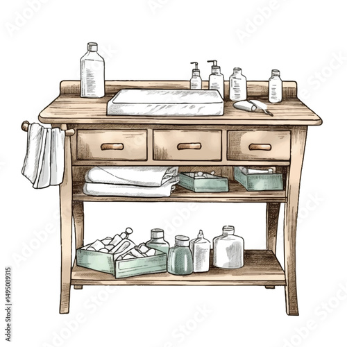  A highly detailed hand-drawn Changing table