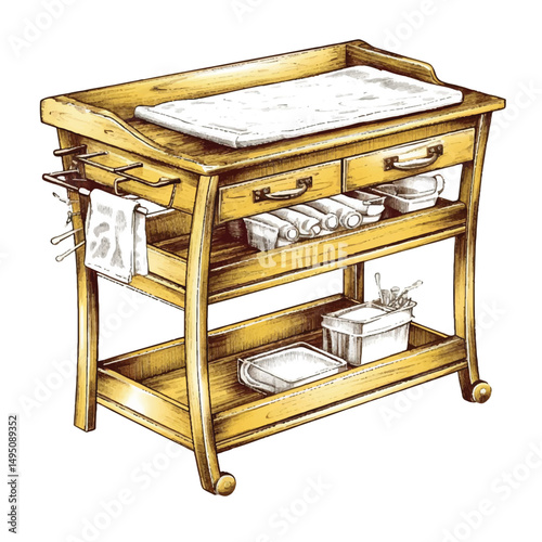  A highly detailed hand-drawn Changing table
