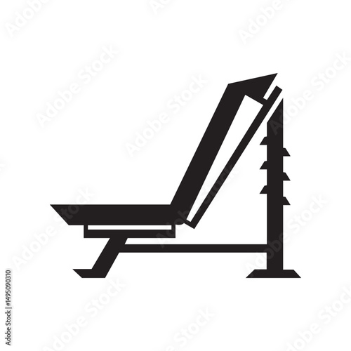 Adjustable gym bench in silhouette vector graphic