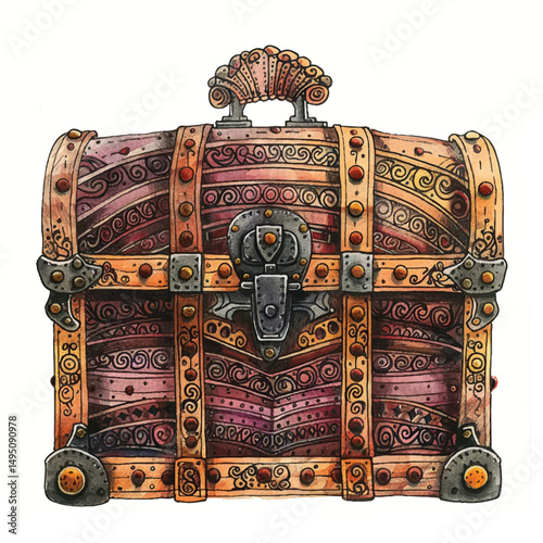 A highly detailed hand-drawn Chest filled