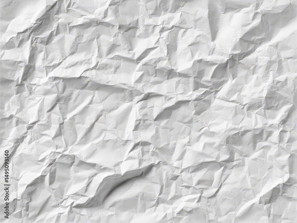 Fototapeta premium Crumpled white paper texture. Great for backgrounds, designs, and adds a textured look to your projects. Ideal for websites, packaging, and more.