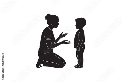 Parent talking to kid illustration - Family communication concept