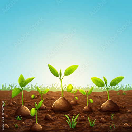 Young Green Sprouts Growing...