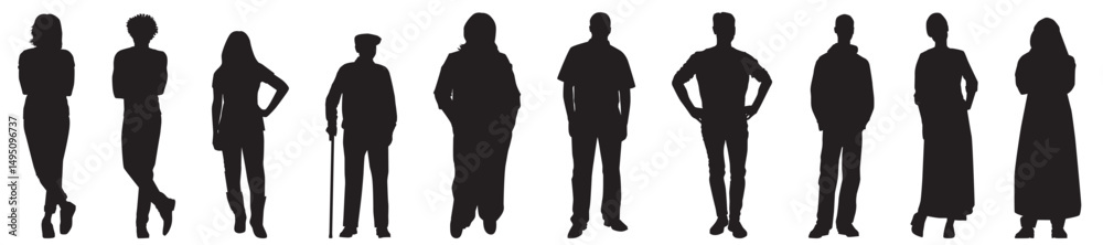 diverse people silhouette vector illustration diverse people silhouette vector illustration