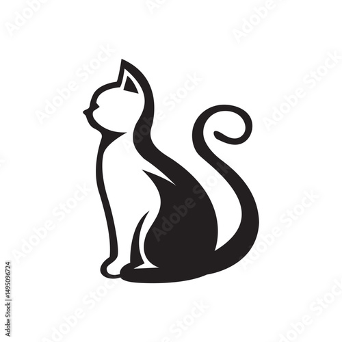 Minimal vector illustration of a sitting cat silhouette