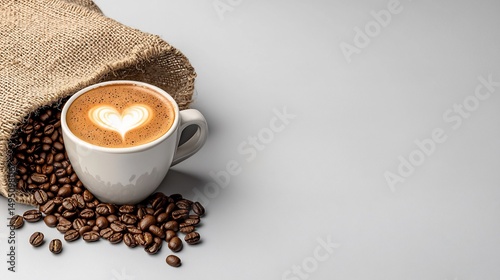 Latte art in a burlap sack