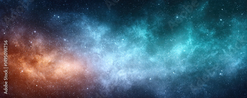 Vast deep space with distant stars and colorful nebula creating mysterious cosmic atmosphere in galaxy