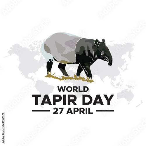 vector graphic of world tapir day. world tapir day celebration. World Tapir day. April 27. Tapir line icon. Abstract line. Doodle. Flat design vector. flat design. flyer design.flat illustration.