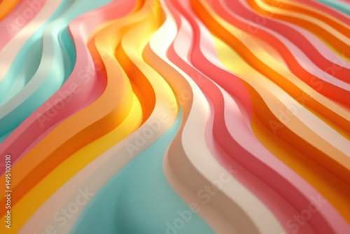 Colorful wavy ribbons create a smooth, flowing abstract design. Great for backgrounds, art, websites, and graphic design projects.