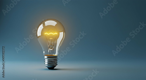 Bright Light Bulb Glowing in a Dark Room with Soft Shadows
