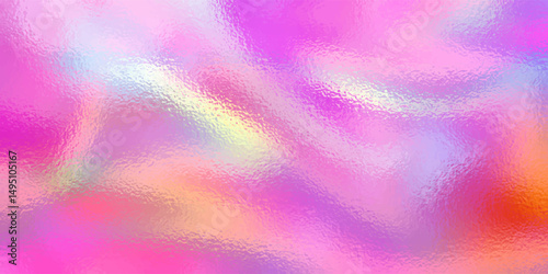 Pastel unicorn rainbow texture foil with glass effect vector background.