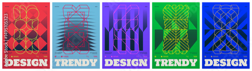 Trendy abstract gradient geometric pattern artwork in brutalism aesthetics, Postmodern minimalist poster art design with framework brutal shapes, vector colorful modern ornament and bold elements