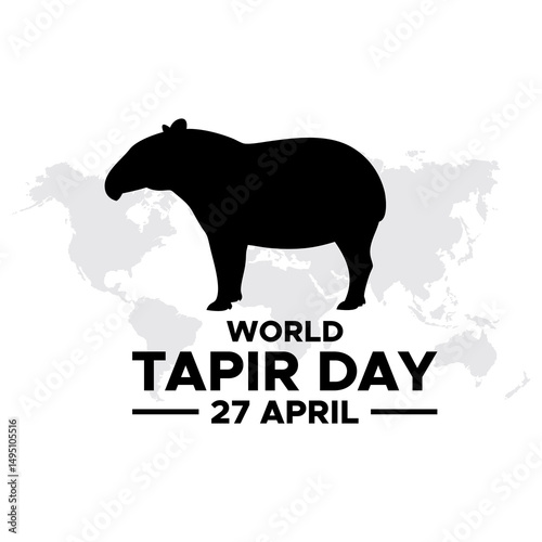 vector graphic of world tapir day. world tapir day celebration. World Tapir day. April 27. Tapir line icon. Abstract line. Doodle. Flat design vector. flat design. flyer design.flat illustration.