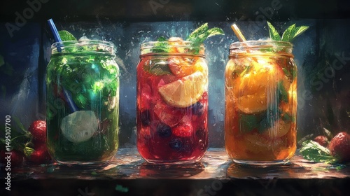 Refreshing Summer Fruit Infused Drinks in Mason Jars