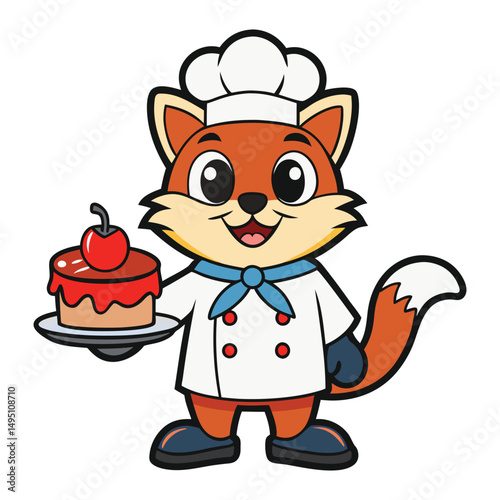 234 Vactor Cat Dessert Chef  Pastry cook cute cat holding an egg beater chef, dog, birthday, birthday cake, celebration, cheerful, chef's hat, chocolate cake, cute, animal body part, animal head,