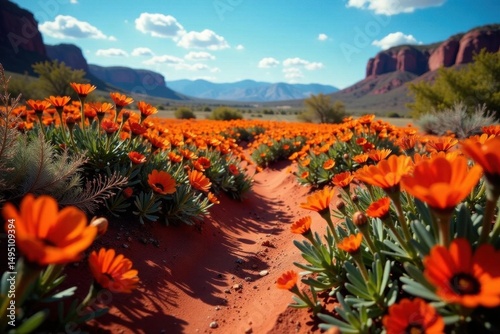 Vibrant wildflowers carpet Kalbarri's red earth , wild, nature
