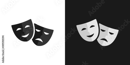 Masquerade masks icons. Comic and tragic mask icon set. Vector illustration