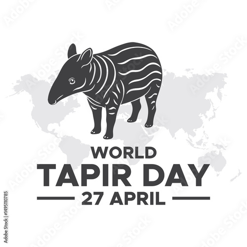 vector graphic of world tapir day. world tapir day celebration. World Tapir day. April 27. Tapir line icon. Abstract line. Doodle. Flat design vector. flat design. flyer design.flat illustration.
