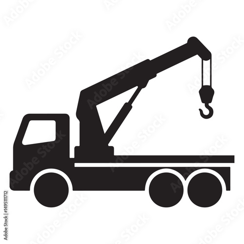 Black Crane Truck Silhouette