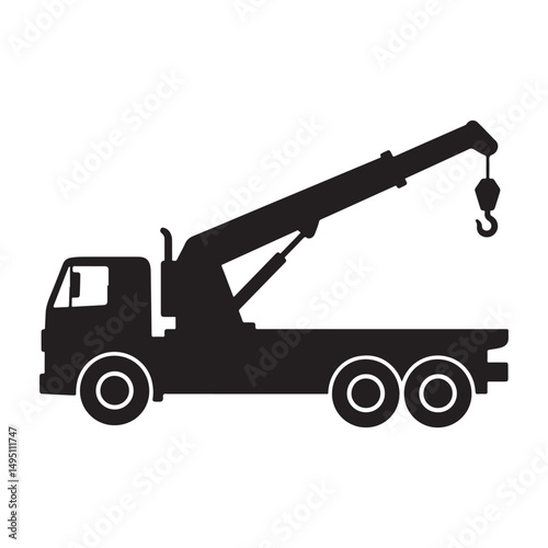 Black Crane Truck Silhouette