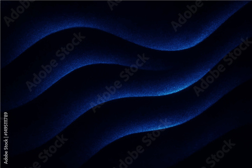 Abstract blue wave pattern with flowing lines and smooth curves, a digital art background template.
